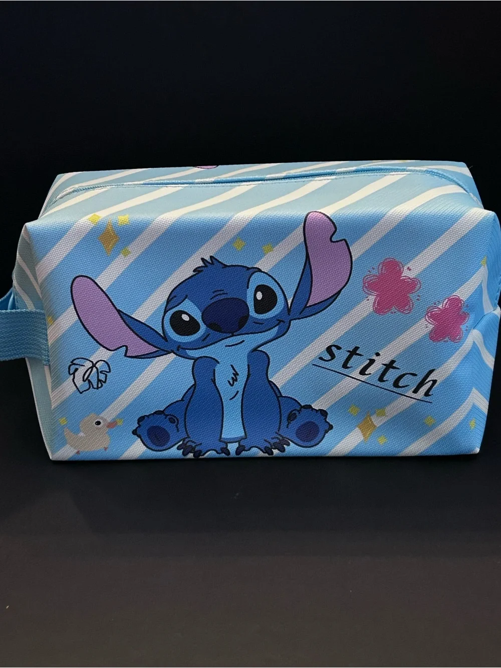Stitch Light Blue, Pink & White Zipper School Supplies or Cosmetic Pouch Zip Bag